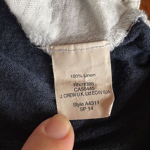 J. Crew White & Navy Linen Top - Picture 4 of 7
